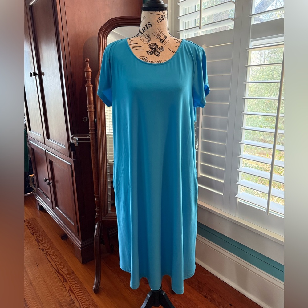 Bright Aqua Relaxed Fit Short Sleeve T-Shirt Dress